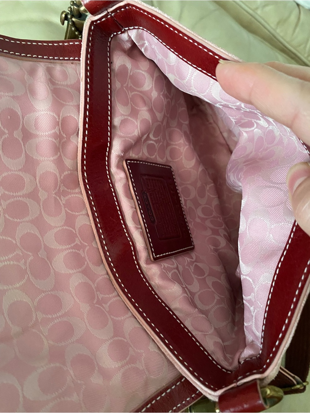 SALE! Authentic Coach Soho Pink Suede Crossbody Wide Strap Flap Leather - Picture 15 of 16